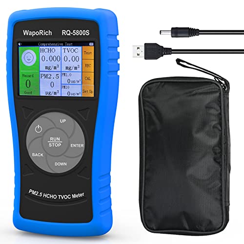 空気汚染測定器 TVOC, HCHO,PM2.5, PM10 測定器 空気質測定器 空気質測定器 LCD画面表示 高精度 USB充電式 屋外、オフィス、寝室に適しています - RQ-5800S日本語マニュアル